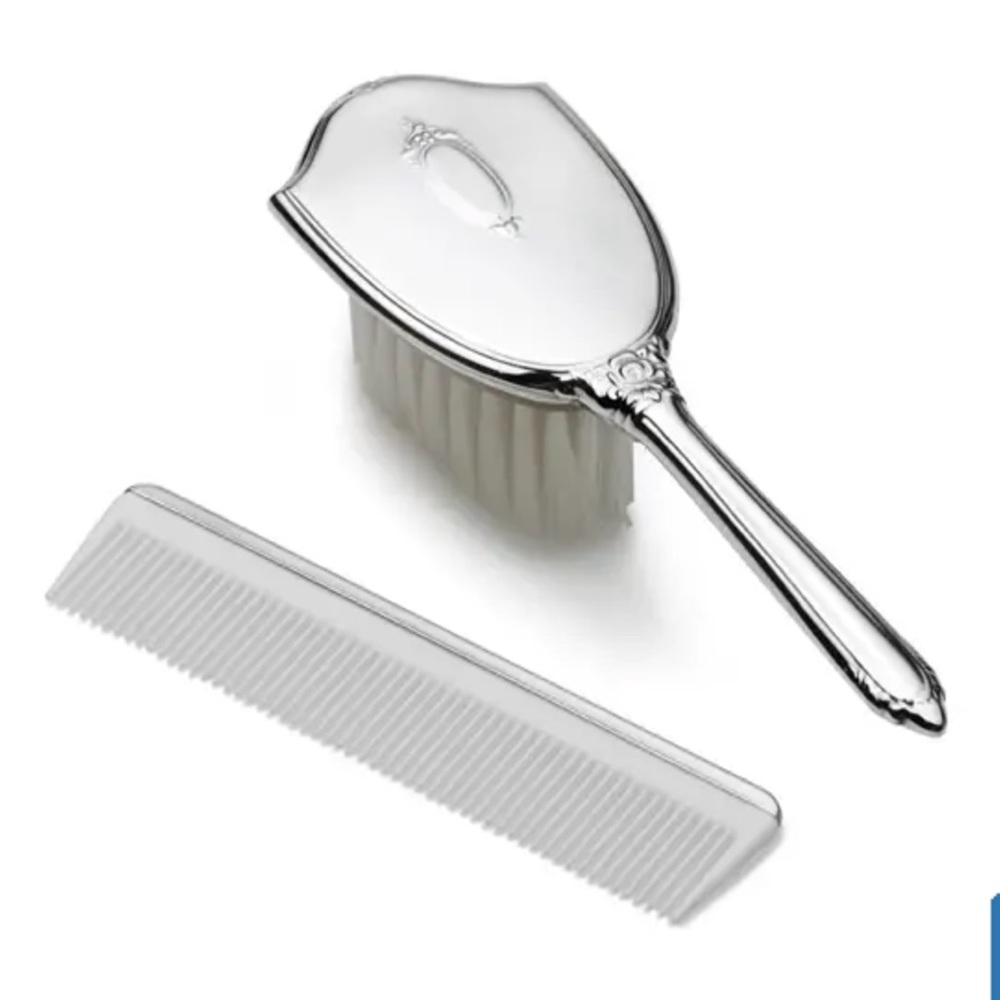 Empire Silver Baby Heirlooms pewter comb & brush set, NWT, still wrapped up